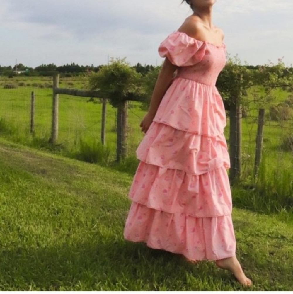 LoveShackFancy X Target Simone Pink Tiered Ruffle Maxi Dress